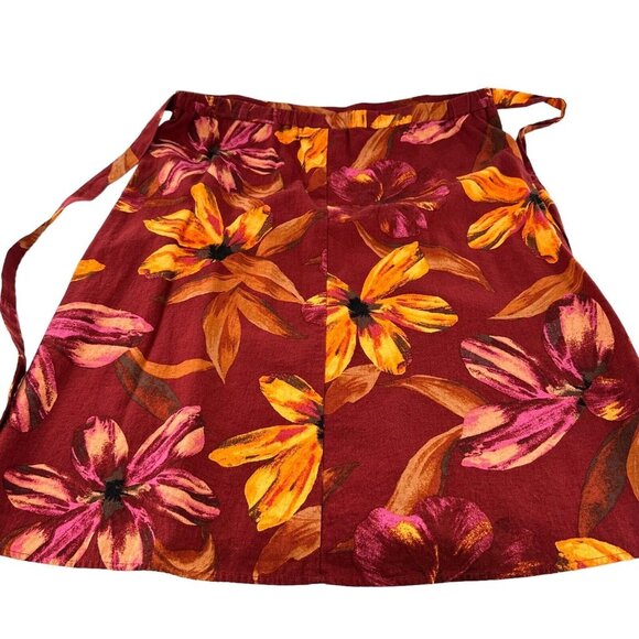 NYCC Floral Button-Front Skirt XL Red Orange Purple Linen Blend Tropical Maxi - Picture 6 of 16